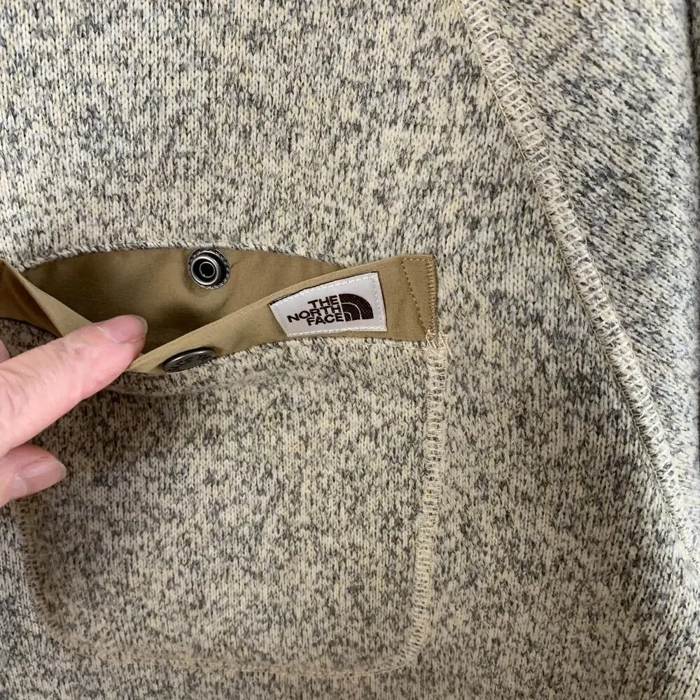 The North Face 1/4 Zip Sweater Fleece Mens Large Beige Tan Pullover Size Large